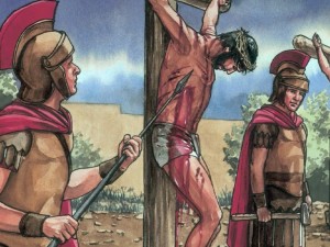 Jesus is crucified by Roman soldiers. Copyright: Free Bible Images 