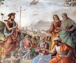 Preaching of St John the Baptist 1486-90 Fresco, width 450 cm Cappella Tornabuoni, Santa Maria Novella, Florence